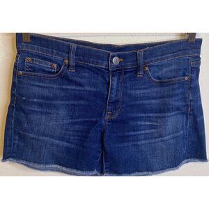 J Crew Indigo Denim Frayed Hem Womens Shorts Waist Size 32"